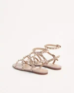 Valentino Rockstud Flat Calfskin Sandal With Straps - Image 4